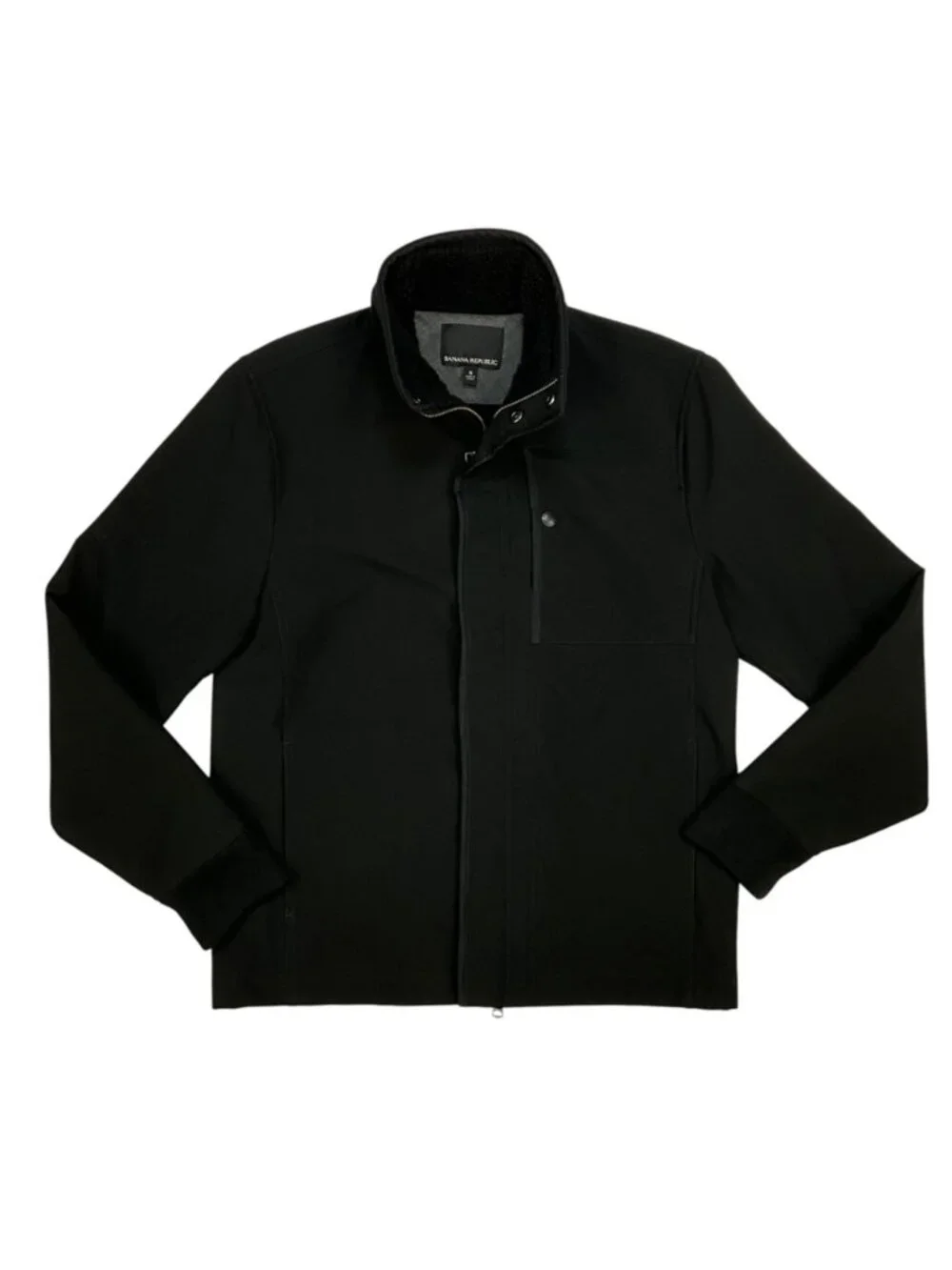 Banana Republic Softshell Jacket S Black Mockneck Preppy Fall Fashion